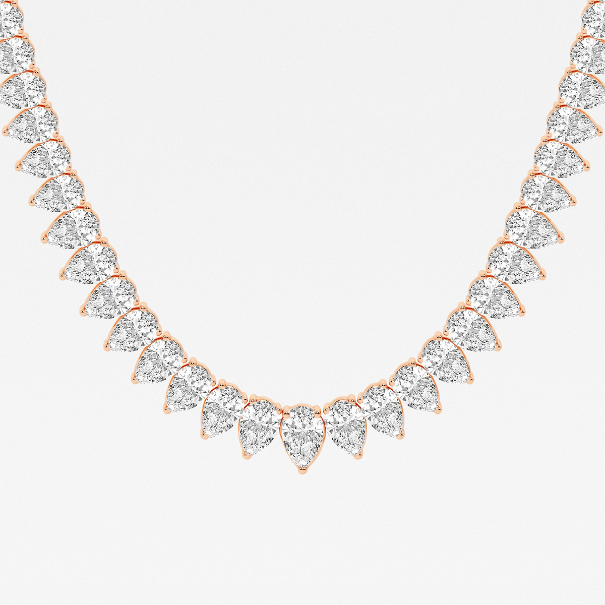 Additional Image 1 for  16 1/2 ctw Pear Lab Grown Diamond Graduated Tennis Necklace